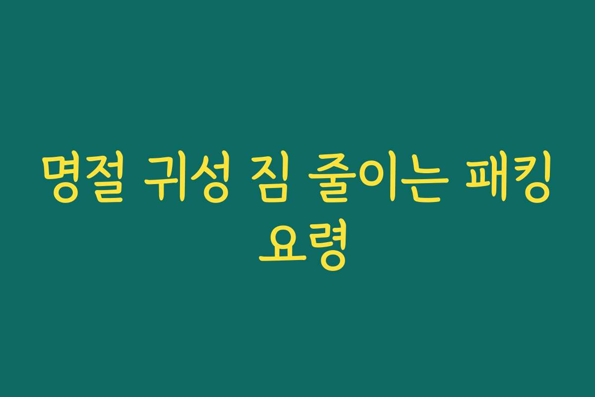 명절 귀성 짐 줄이는 패킹 요령