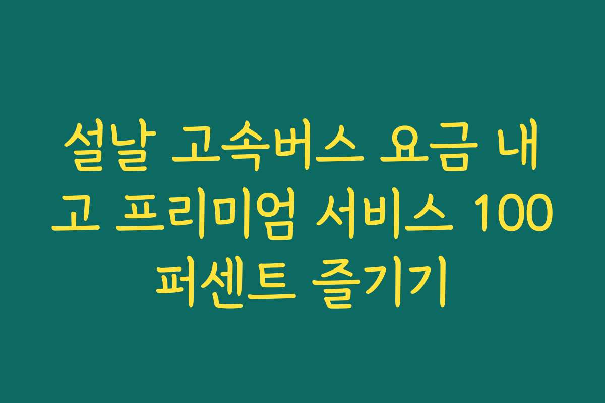 설날 고속버스 요금 내고 프리미엄 서비스 100퍼센트 즐기기
