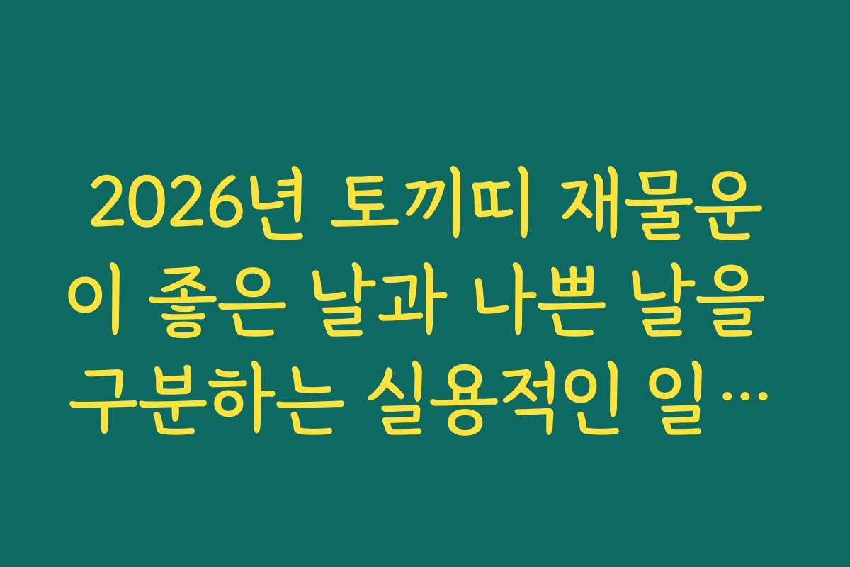 2026년 토끼띠 재물운이 좋은 날과 나쁜 날을 구분하는 실용적인 일정과 팁