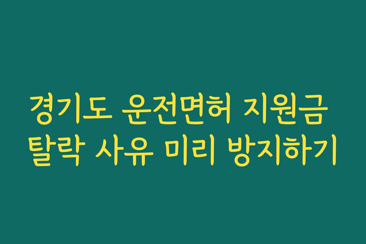경기도 운전면허 지원금 탈락 사유 미리 방지하기