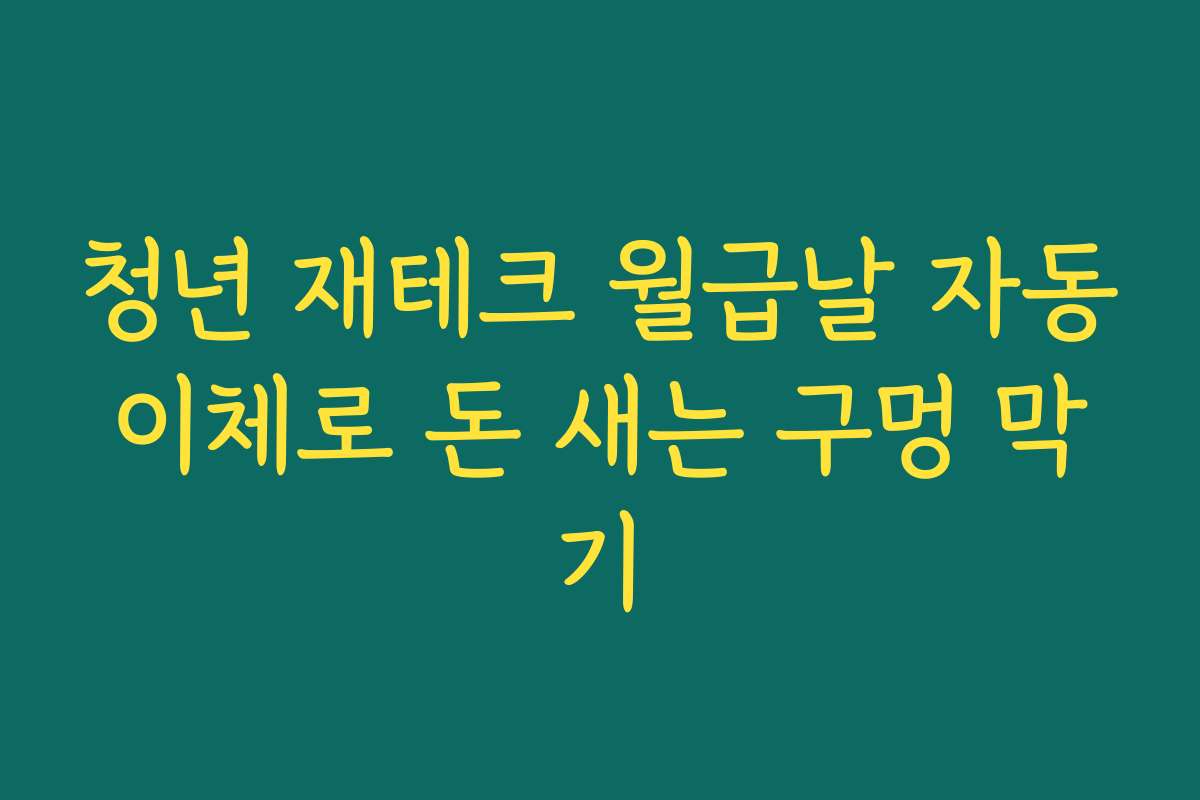 청년 재테크 월급날 자동이체로 돈 새는 구멍 막기
