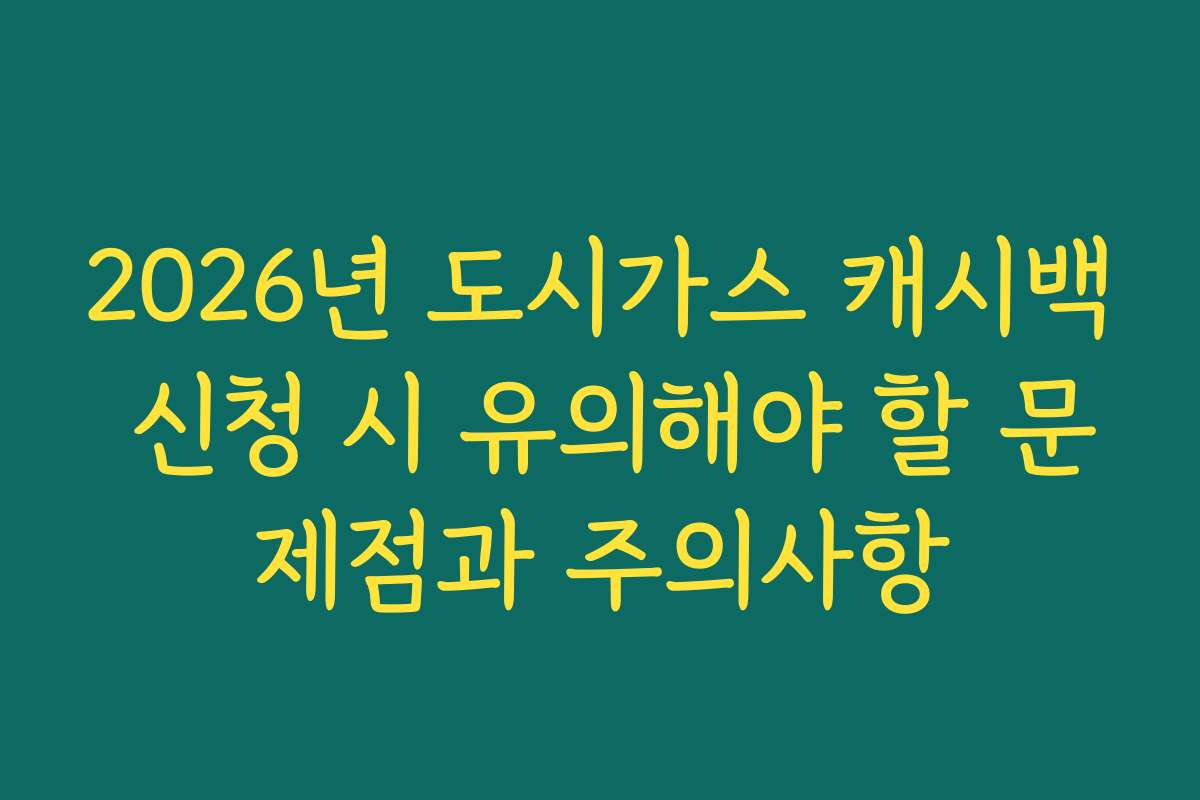 2026년 도시가스 캐시백 신청 시 유의해야 할 문제점과 주의사항