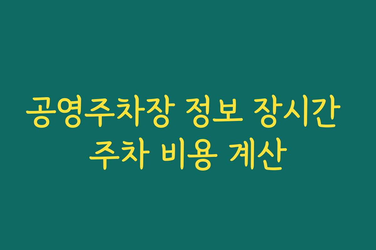 공영주차장 정보 장시간 주차 비용 계산