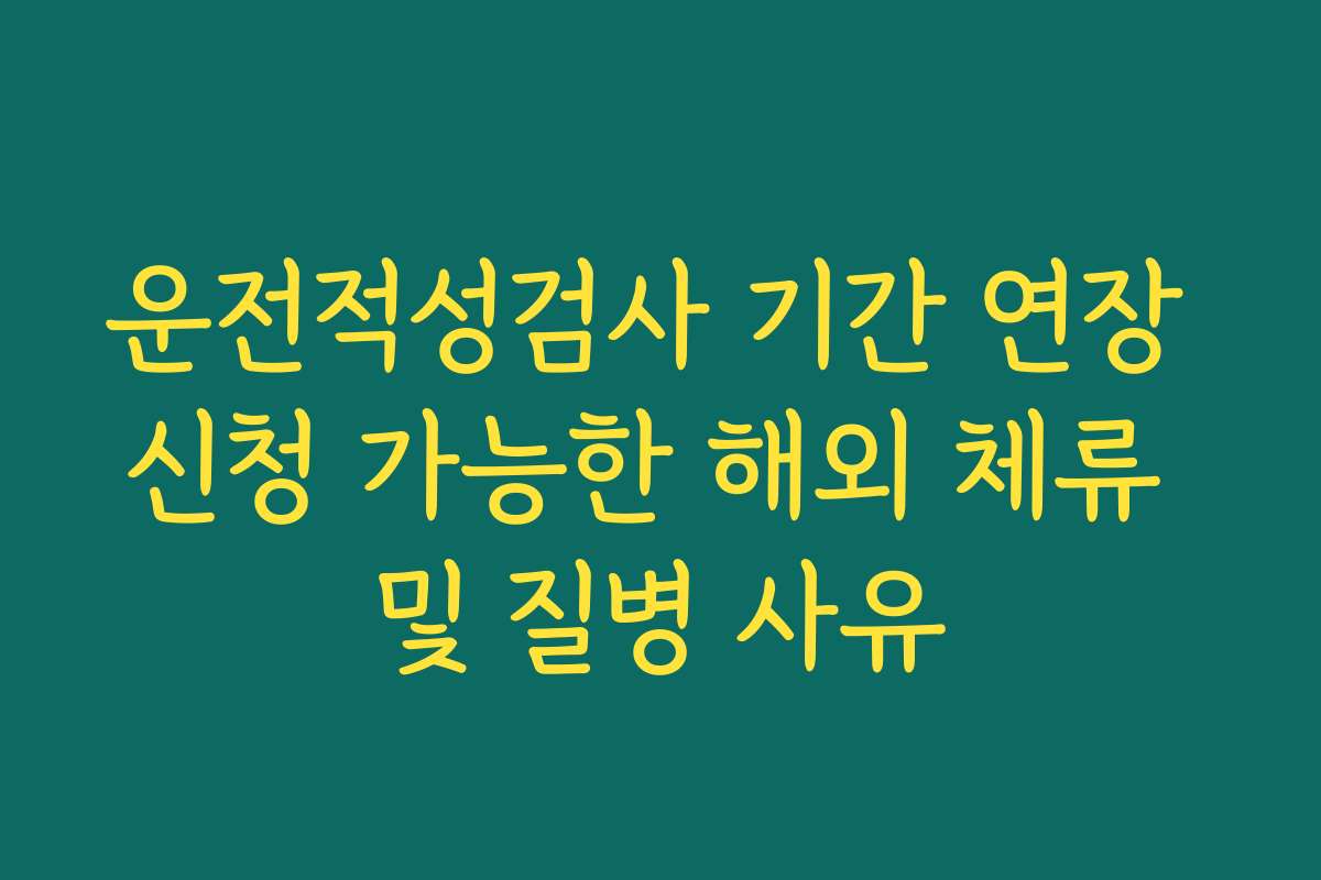 운전적성검사 기간 연장 신청 가능한 해외 체류 및 질병 사유