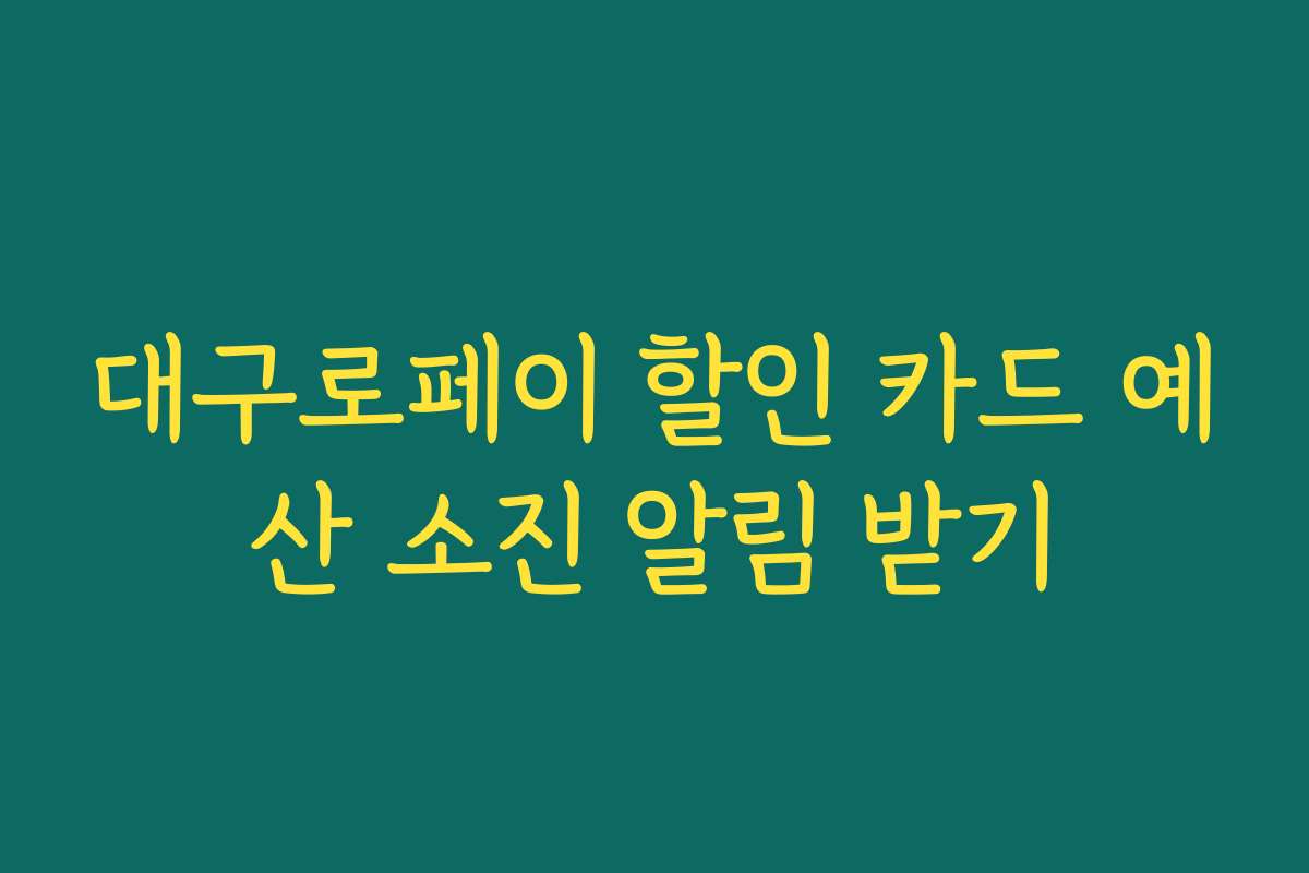 대구로페이 할인 카드 예산 소진 알림 받기