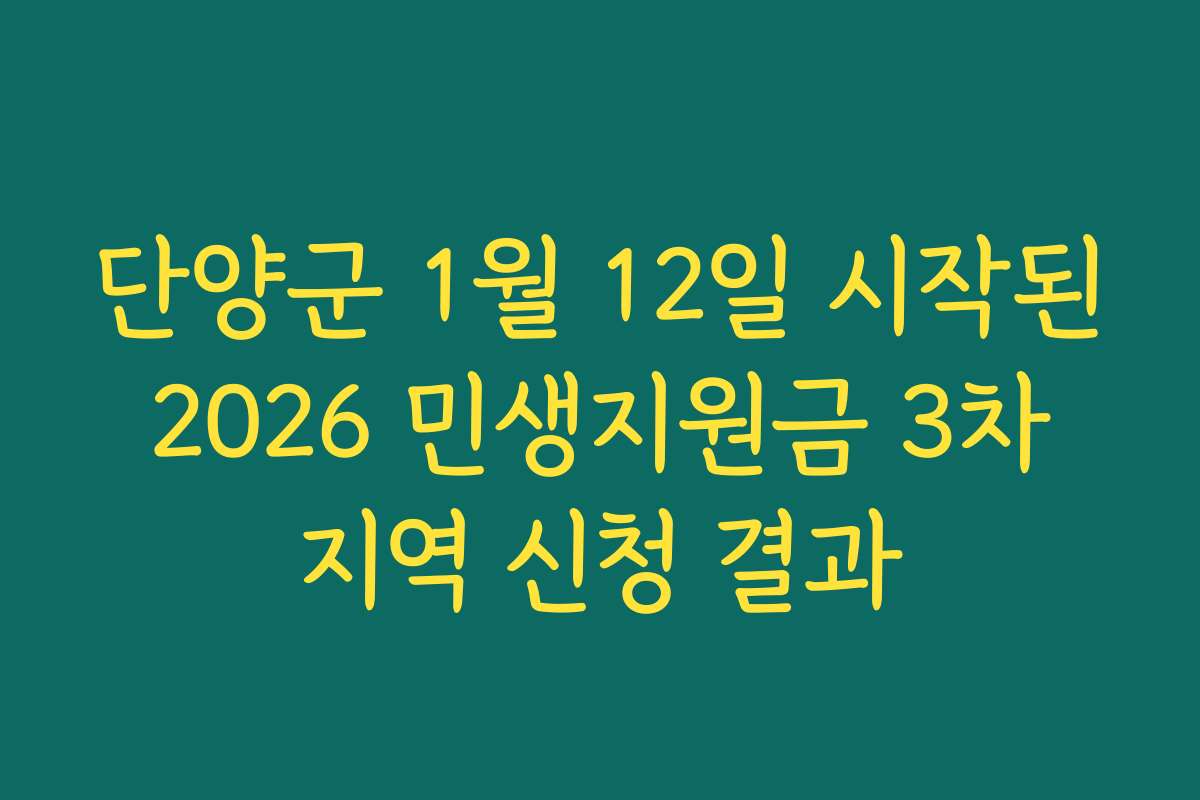 단양군 1월 12일 시작된 2026 민생지원금 3차 지역 신청 결과