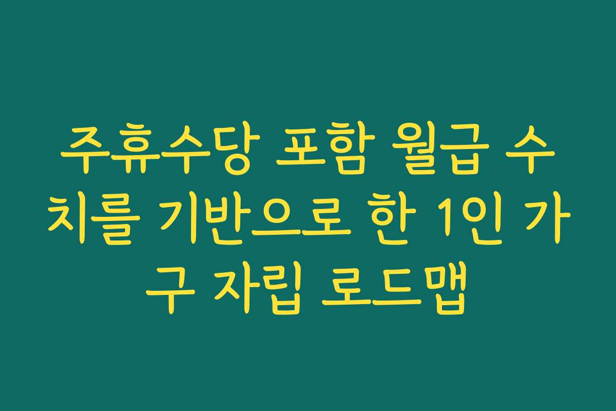 주휴수당 포함 월급 수치를 기반으로 한 1인 가구 자립 로드맵