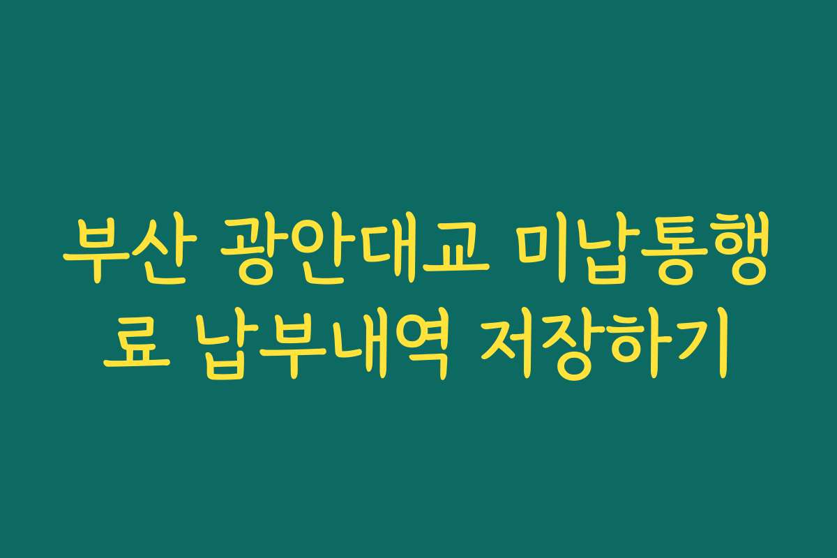 부산 광안대교 미납통행료 납부내역 저장하기