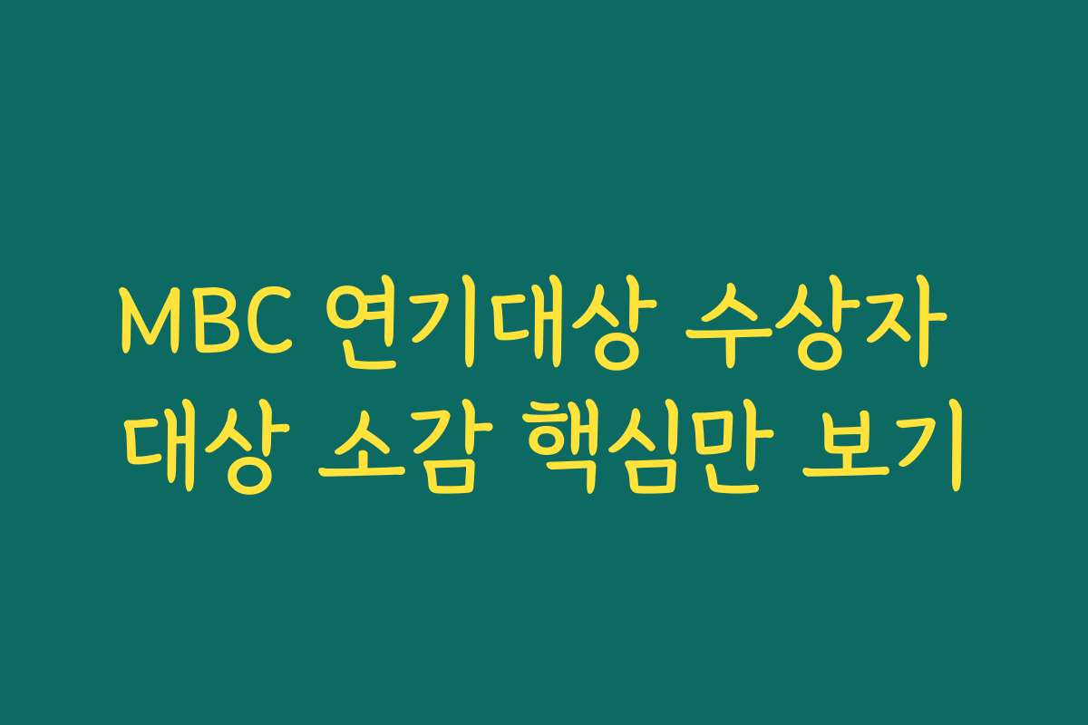 MBC 연기대상 수상자 대상 소감 핵심만 보기