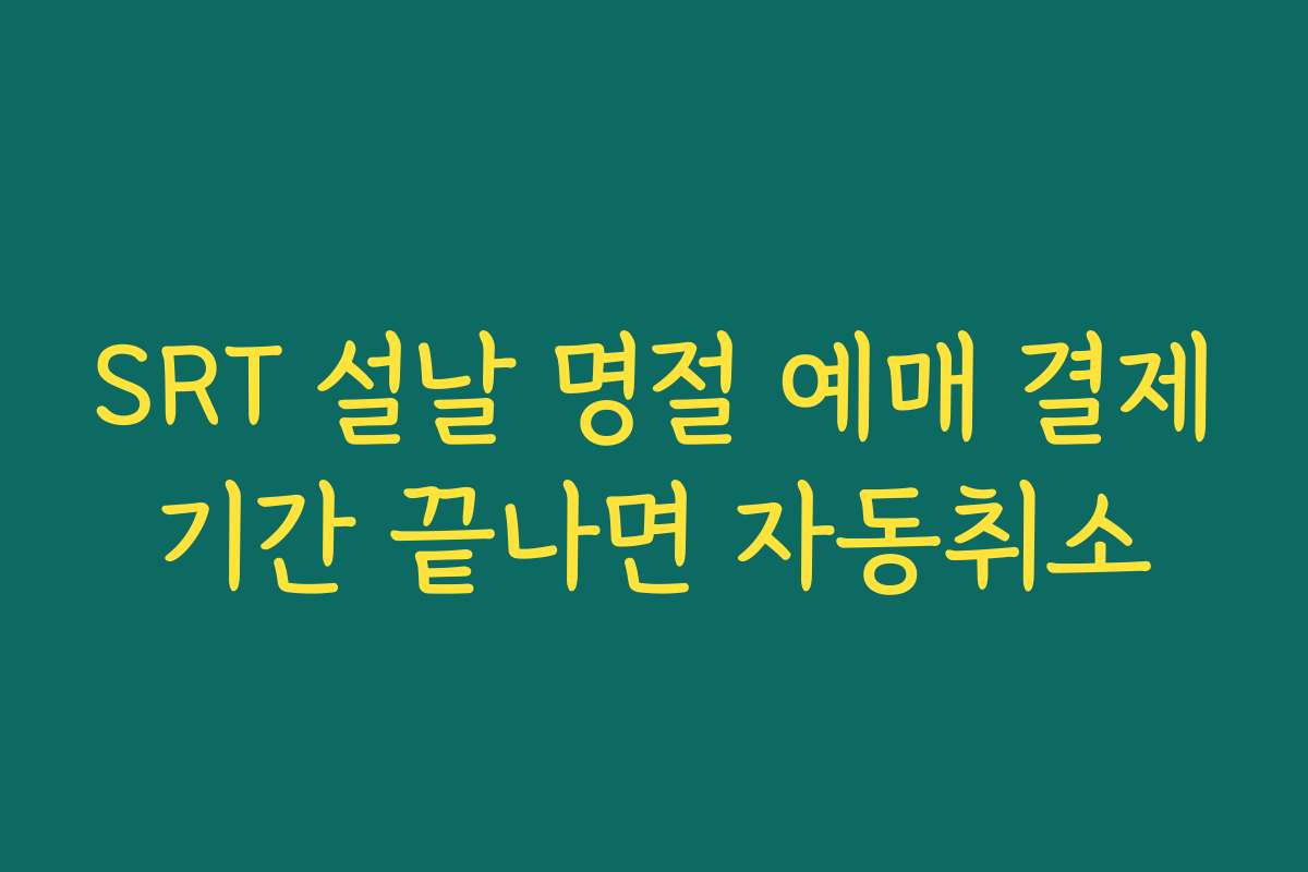 SRT 설날 명절 예매 결제기간 끝나면 자동취소