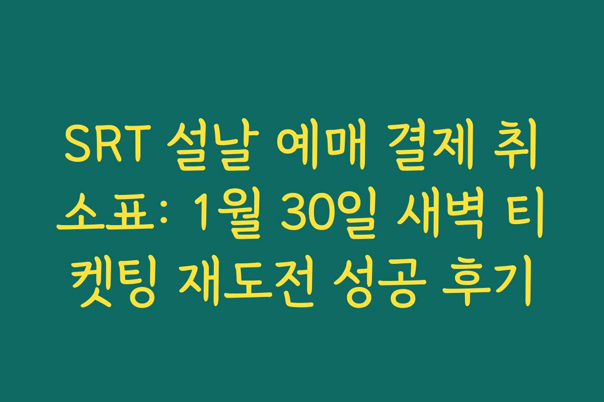 SRT 설날 예매 결제 취소표: 1월 30일 새벽 티켓팅 재도전 성공 후기