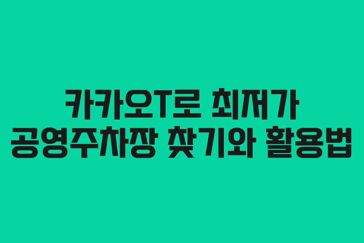 카카오T로 최저가 공영주차장 찾기와 활용법
