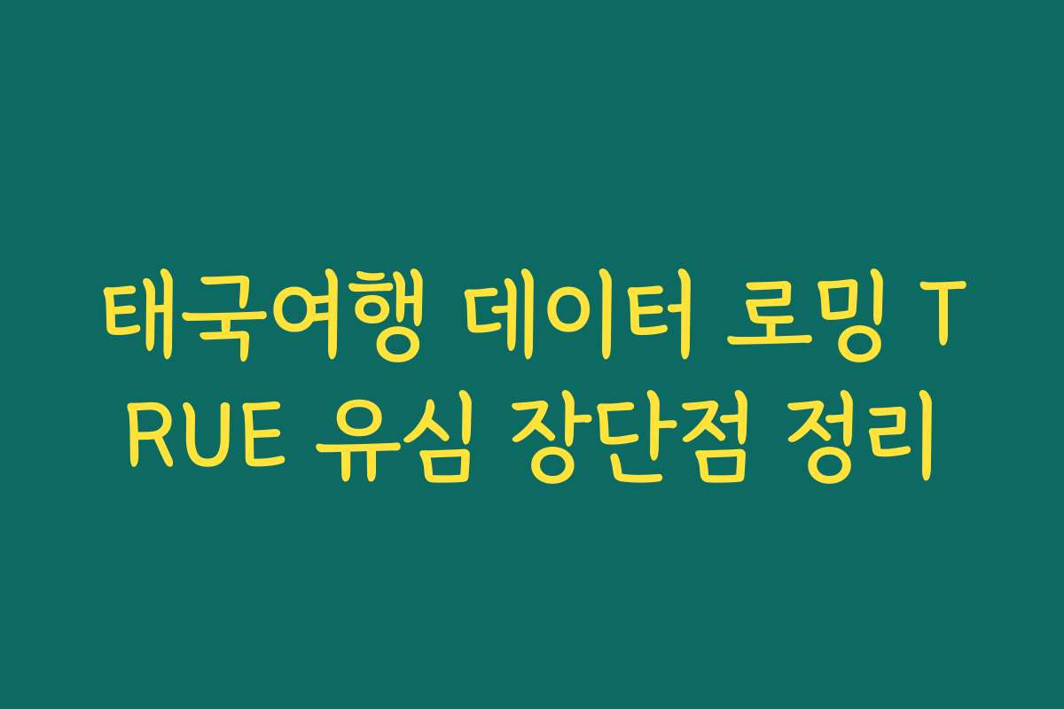 태국여행 데이터 로밍 TRUE 유심 장단점 정리