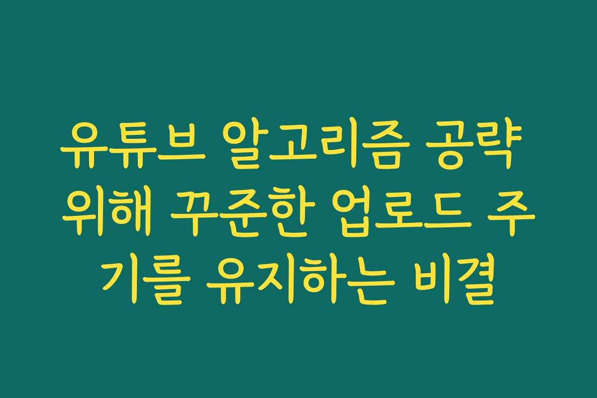 유튜브 알고리즘 공략 위해 꾸준한 업로드 주기를 유지하는 비결