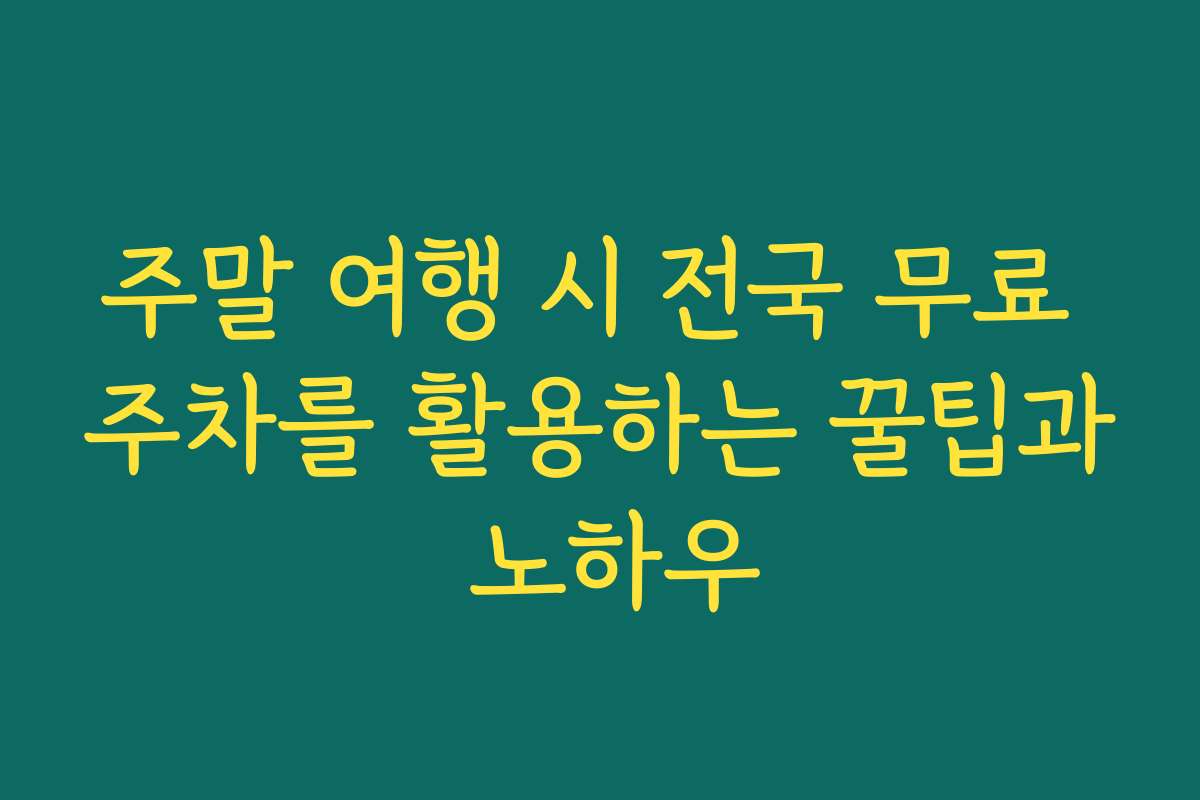 주말 여행 시 전국 무료 주차를 활용하는 꿀팁과 노하우
