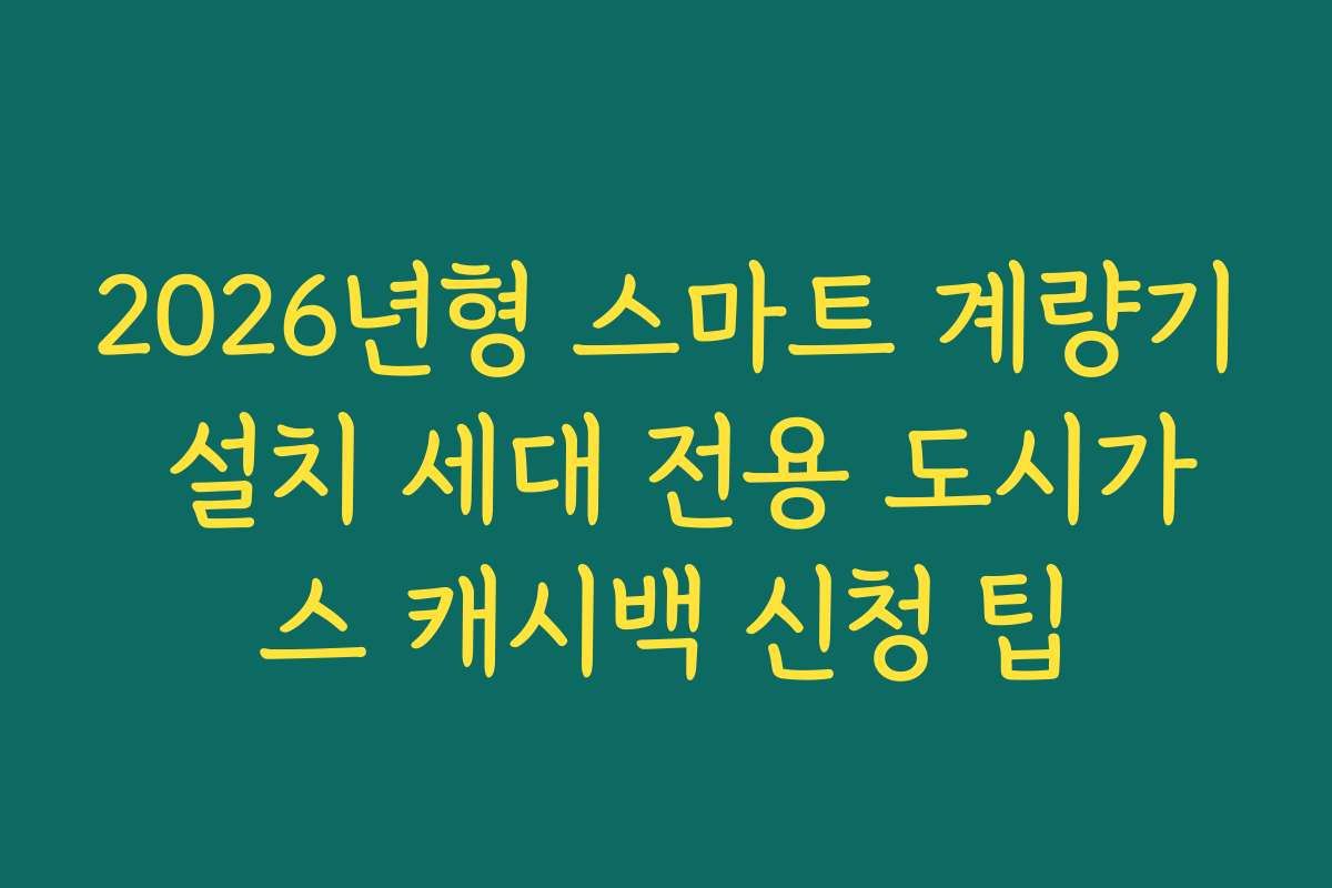 2026년형 스마트 계량기 설치 세대 전용 도시가스 캐시백 신청 팁