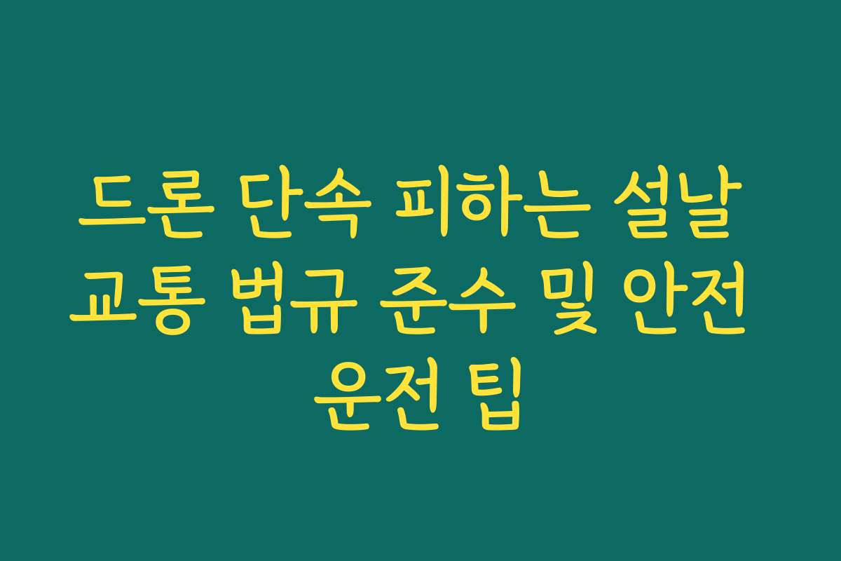 드론 단속 피하는 설날 교통 법규 준수 및 안전 운전 팁