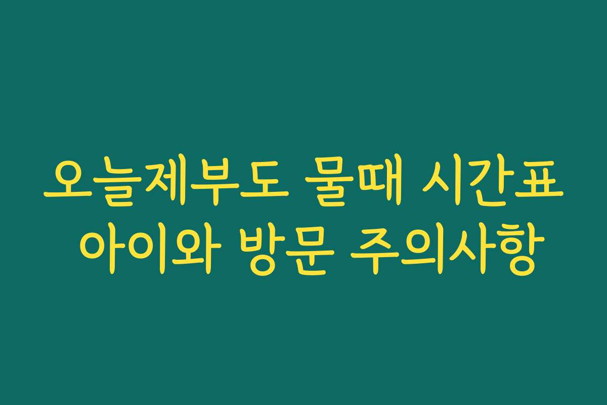 오늘제부도 물때 시간표 아이와 방문 주의사항