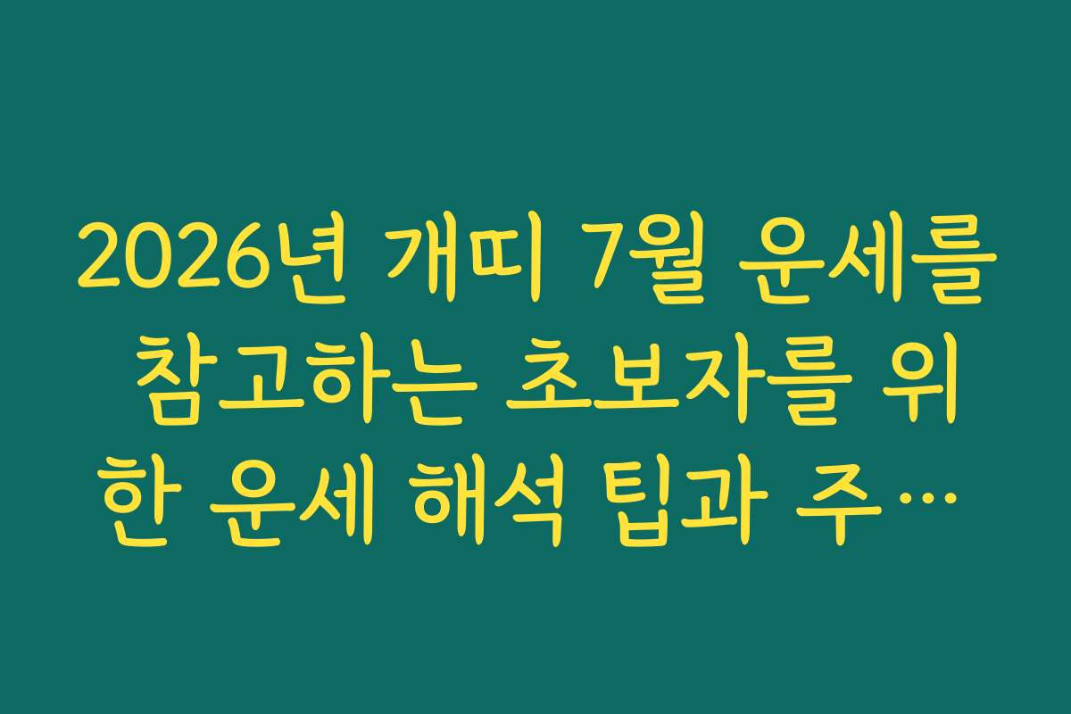 2026년 개띠 7월 운세를 참고하는 초보자를 위한 운세 해석 팁과 주의사항을 알려드립니다
