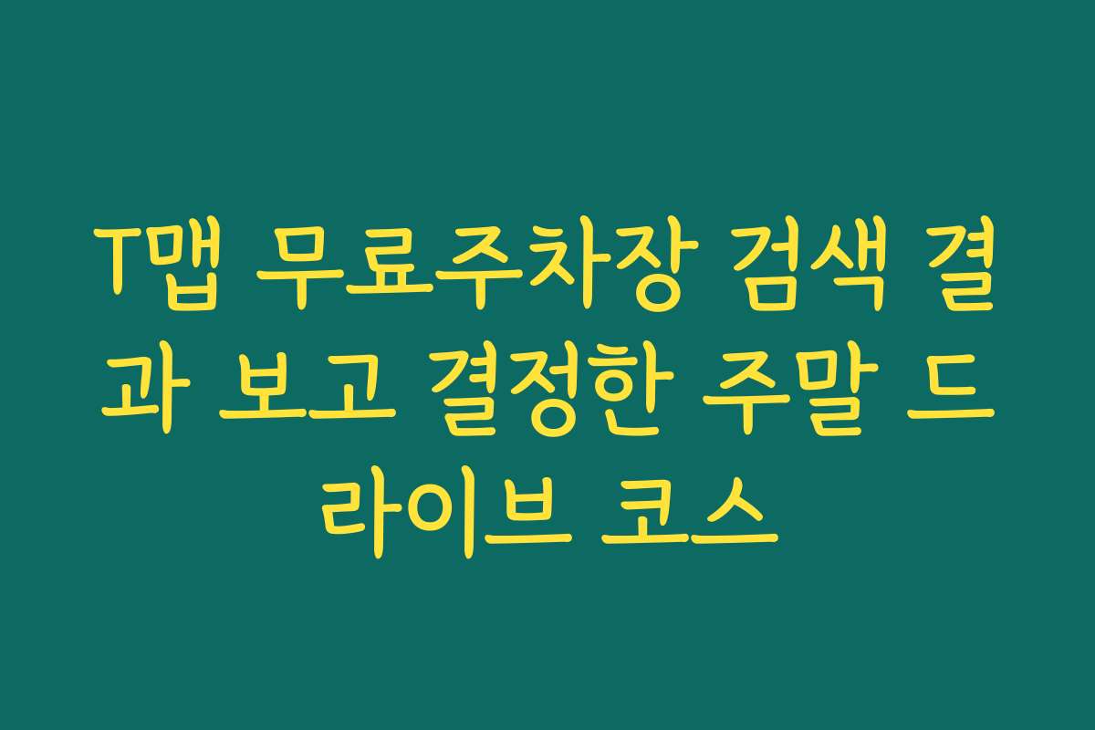 T맵 무료주차장 검색 결과 보고 결정한 주말 드라이브 코스