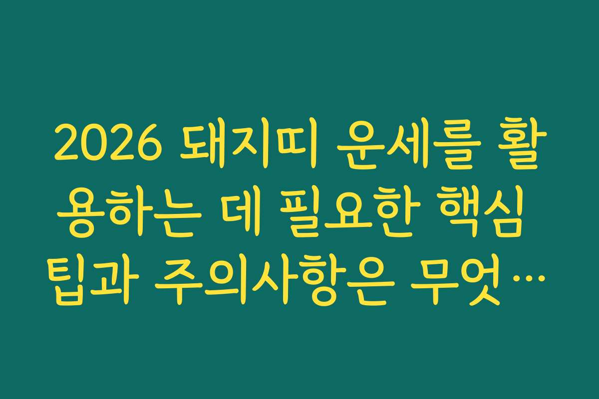 2026 돼지띠 운세를 활용하는 데 필요한 핵심 팁과 주의사항은 무엇일까
