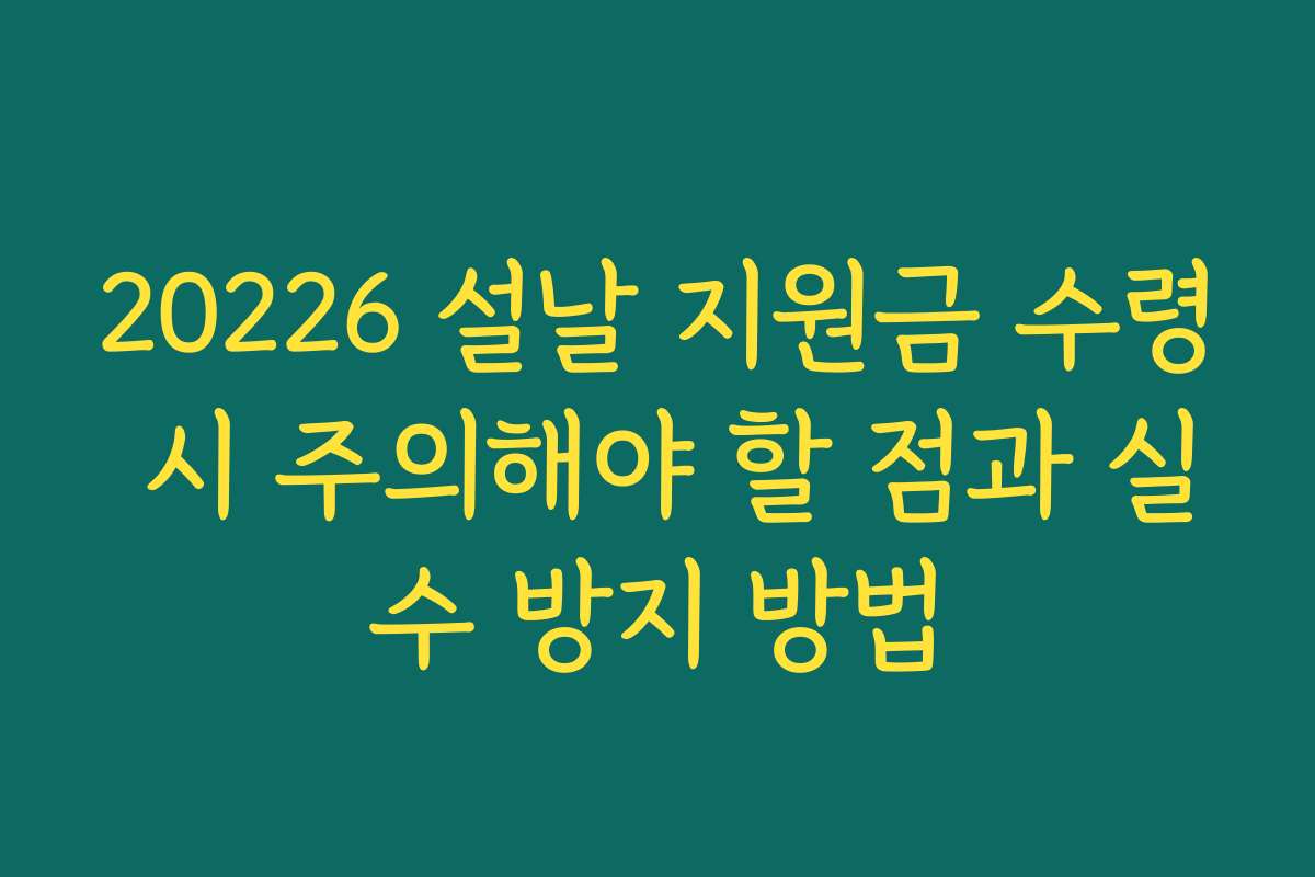 20226 설날 지원금 수령 시 주의해야 할 점과 실수 방지 방법