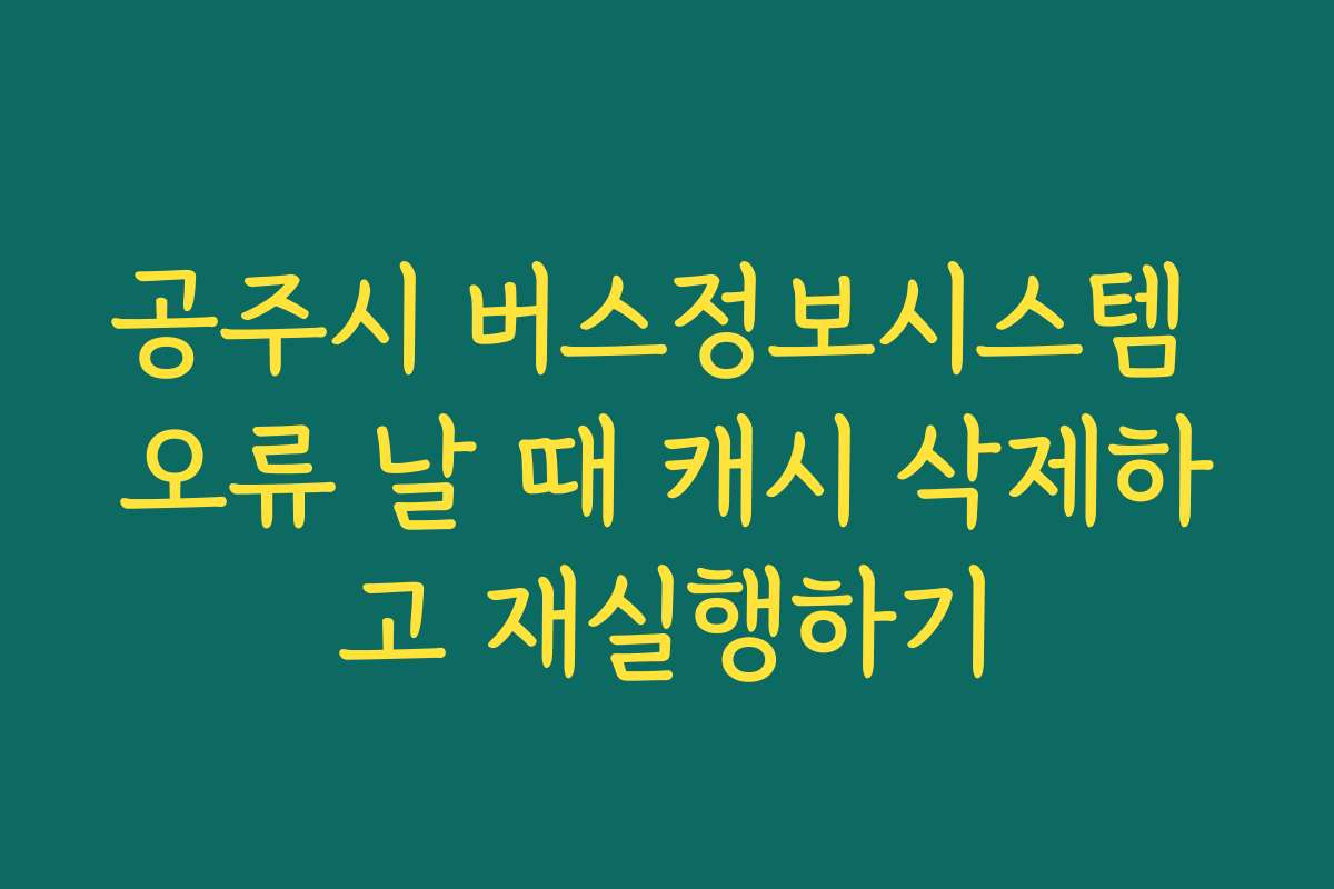 공주시 버스정보시스템 오류 날 때 캐시 삭제하고 재실행하기