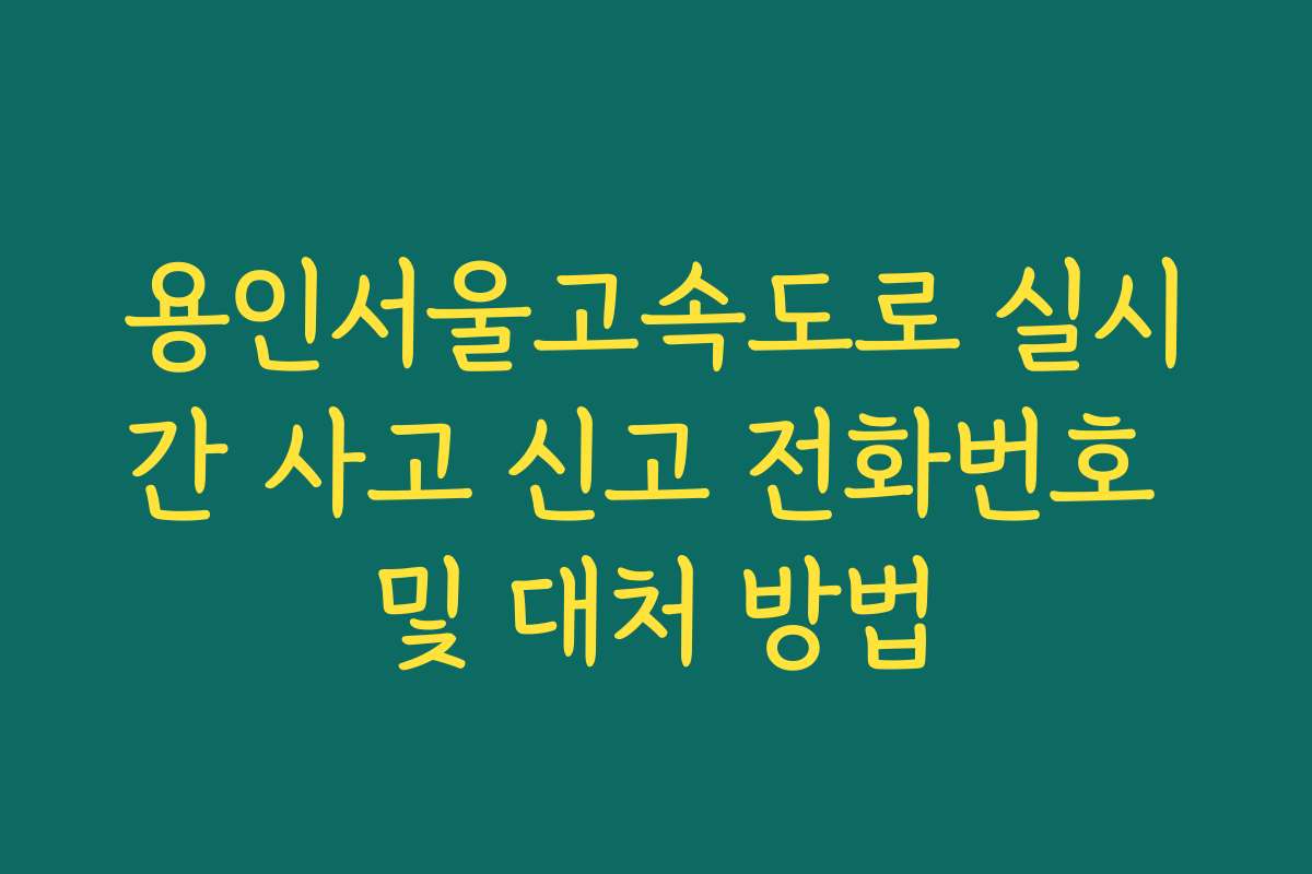 용인서울고속도로 실시간 사고 신고 전화번호 및 대처 방법