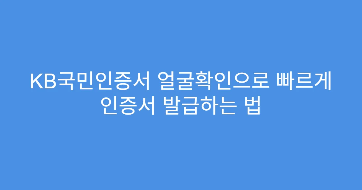 KB국민인증서 얼굴확인으로 빠르게 인증서 발급하는 법