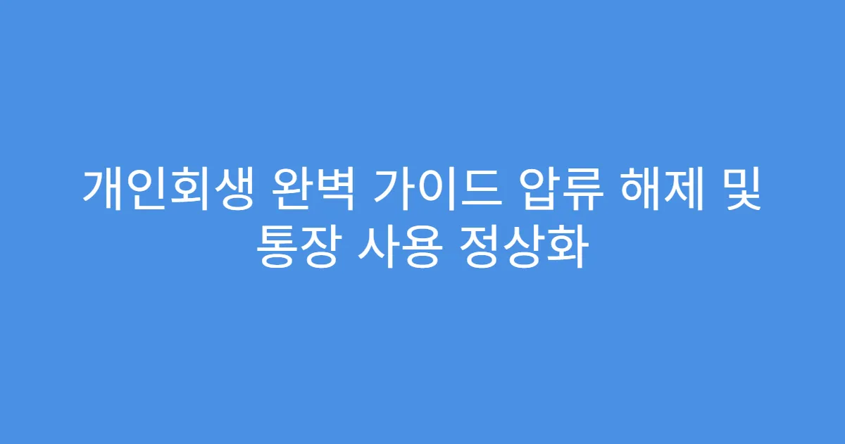 개인회생 완벽 가이드 압류 해제 및 통장 사용 정상화