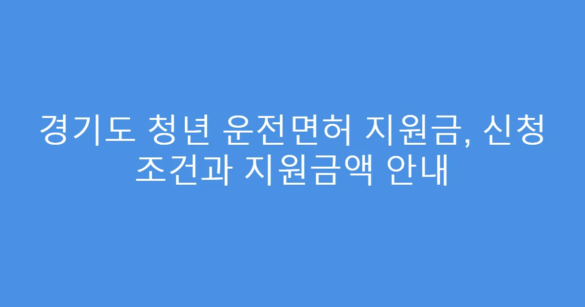 경기도 청년 운전면허 지원금, 신청 조건과 지원금액 안내