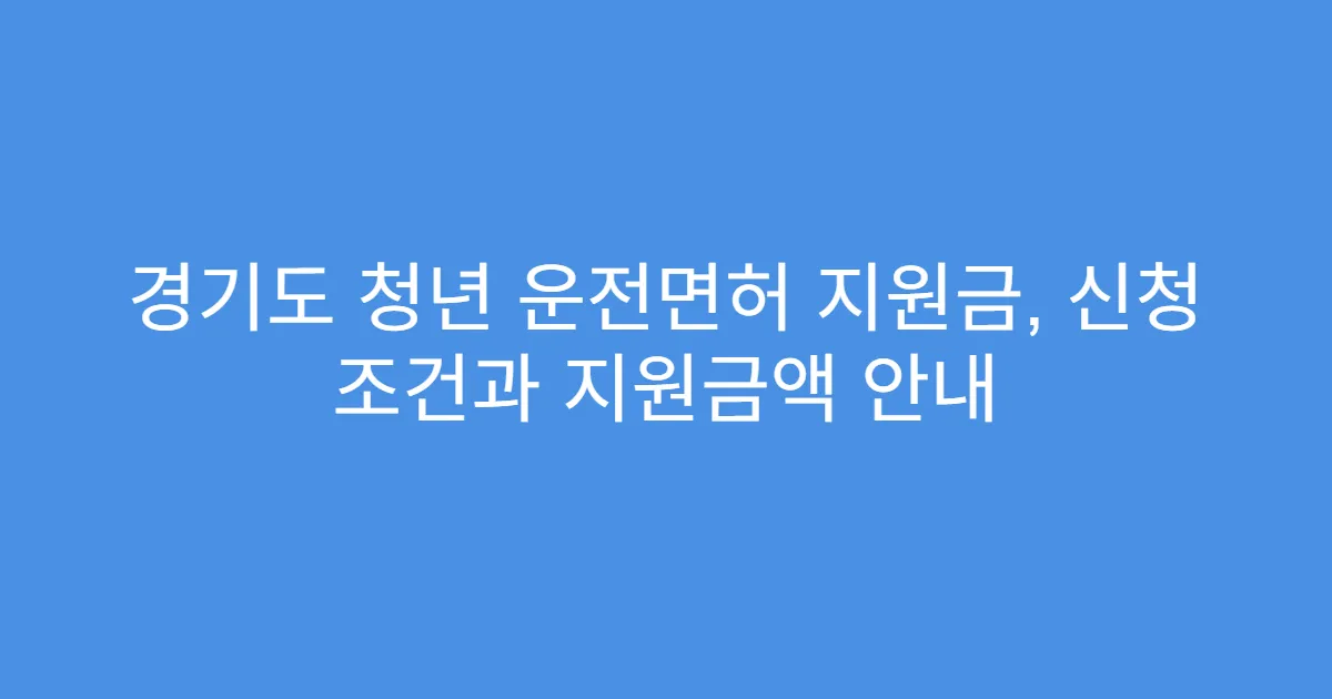 경기도 청년 운전면허 지원금, 신청 조건과 지원금액 안내