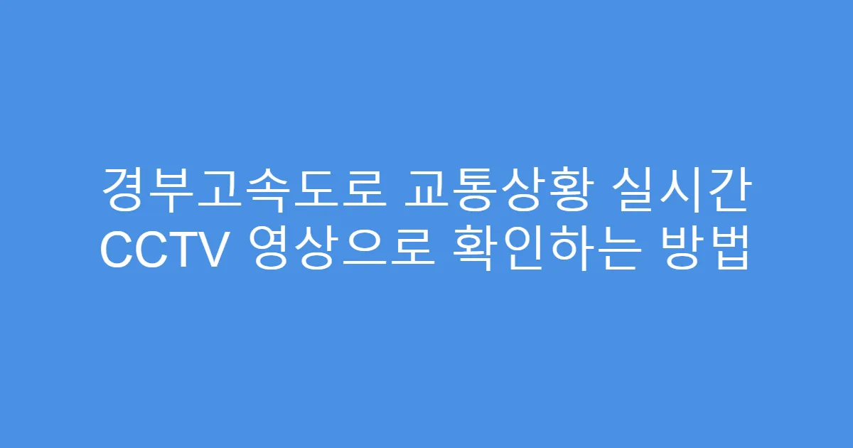 경부고속도로 교통상황 실시간 CCTV 영상으로 확인하는 방법