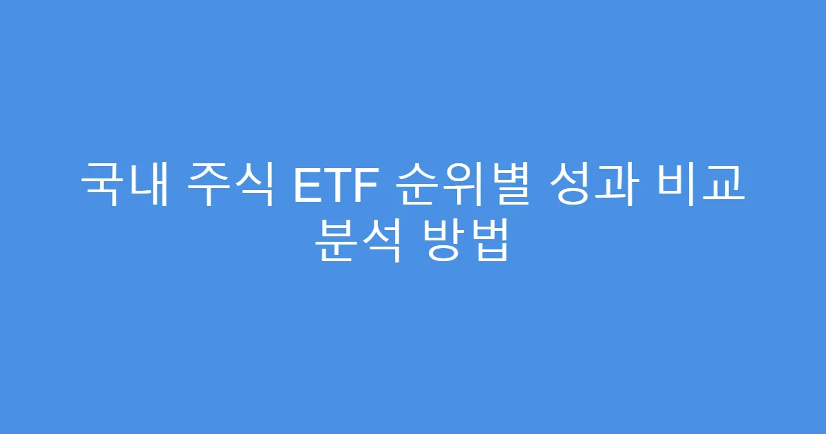 국내 주식 ETF 순위별 성과 비교 분석 방법