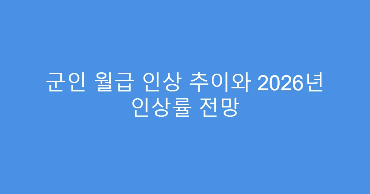 군인 월급 인상 추이와 2026년 인상률 전망