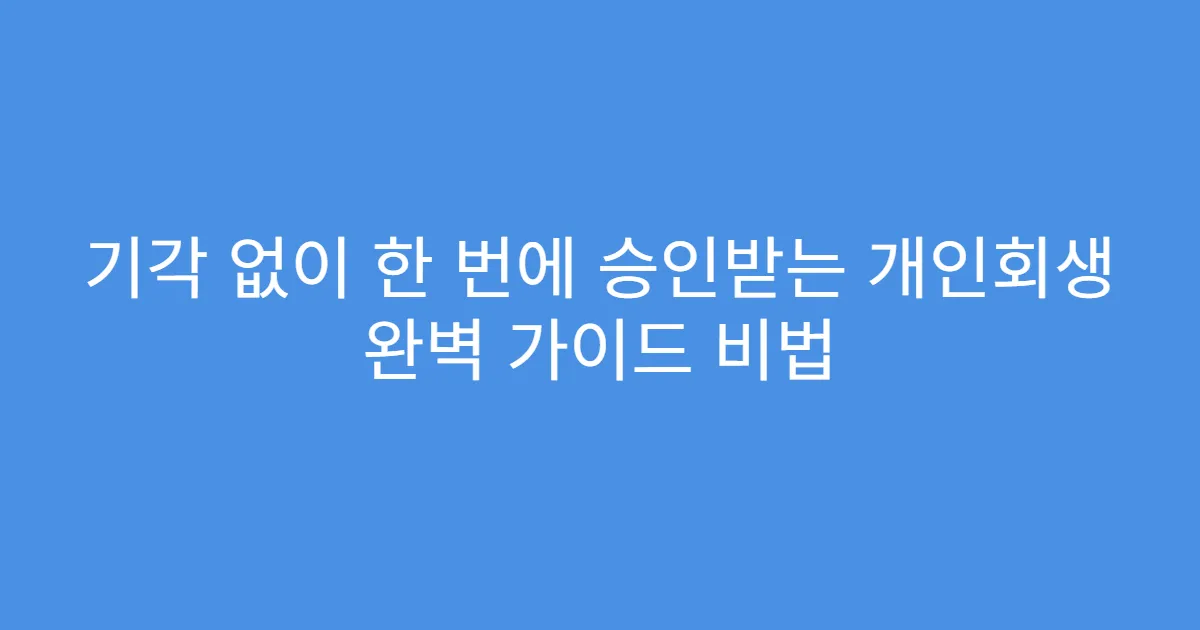 기각 없이 한 번에 승인받는 개인회생 완벽 가이드 비법