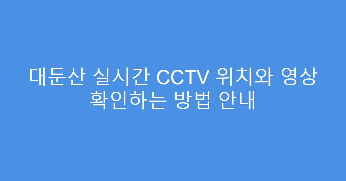대둔산 실시간 CCTV 위치와 영상 확인하는 방법 안내