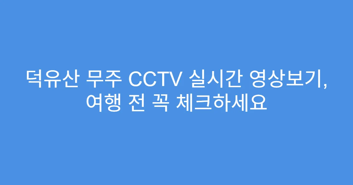 덕유산 무주 CCTV 실시간 영상보기, 여행 전 꼭 체크하세요