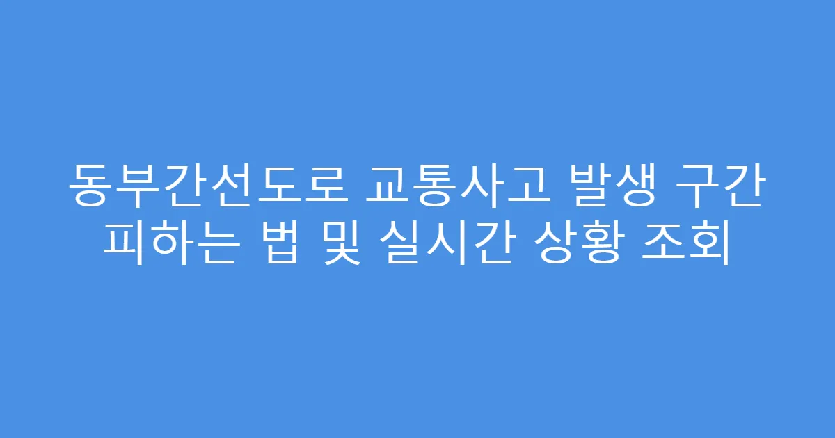 동부간선도로 교통사고 발생 구간 피하는 법 및 실시간 상황 조회