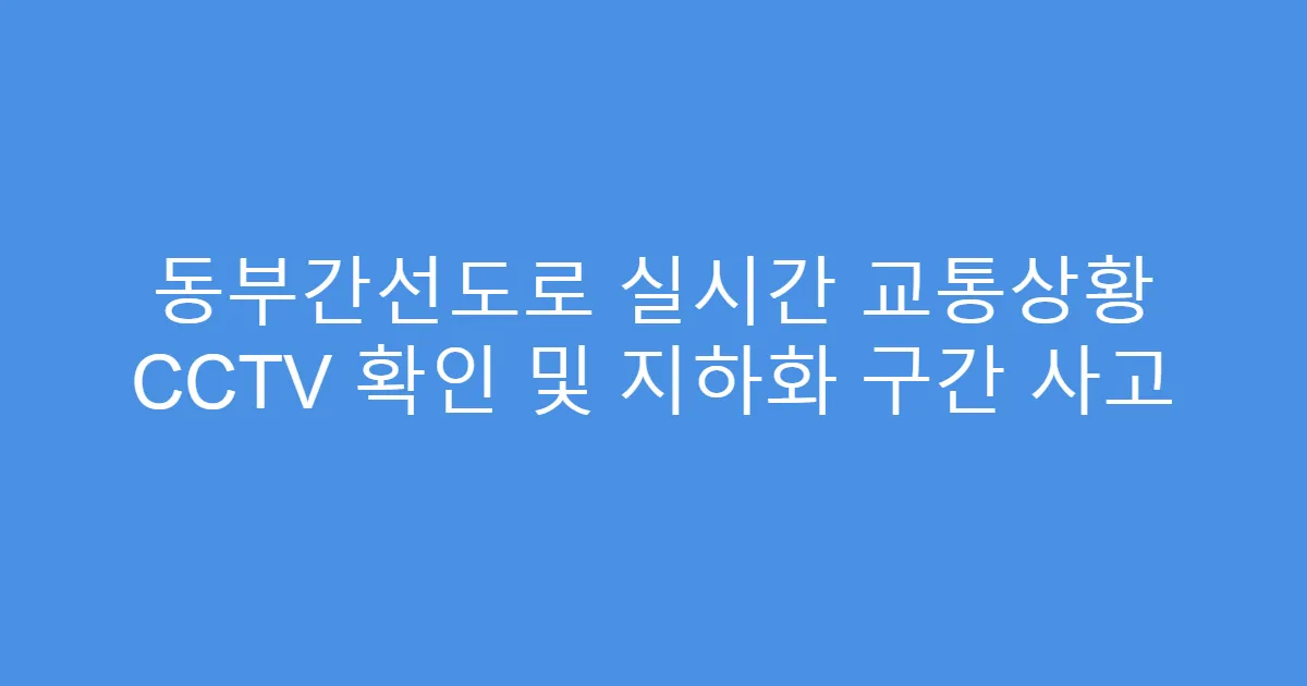동부간선도로 실시간 교통상황 CCTV 확인 및 지하화 구간 사고