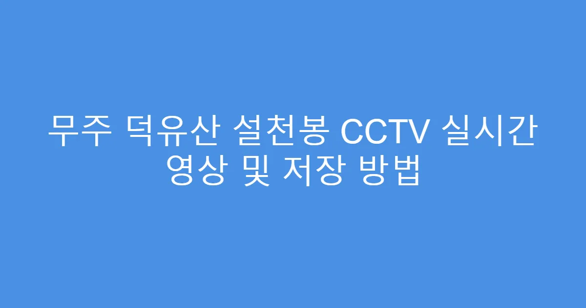 무주 덕유산 설천봉 CCTV 실시간 영상 및 저장 방법