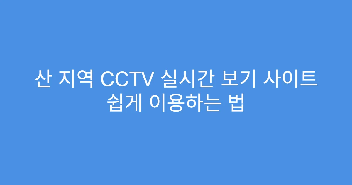 산 지역 CCTV 실시간 보기 사이트 쉽게 이용하는 법