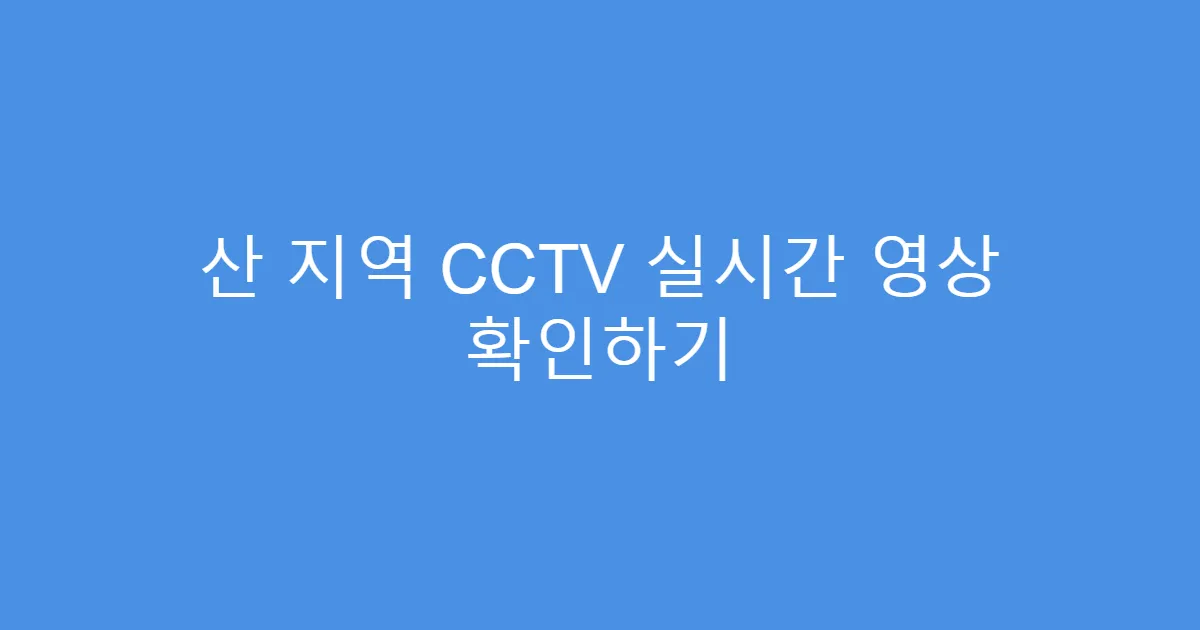 산 지역 CCTV 실시간 영상 확인하기