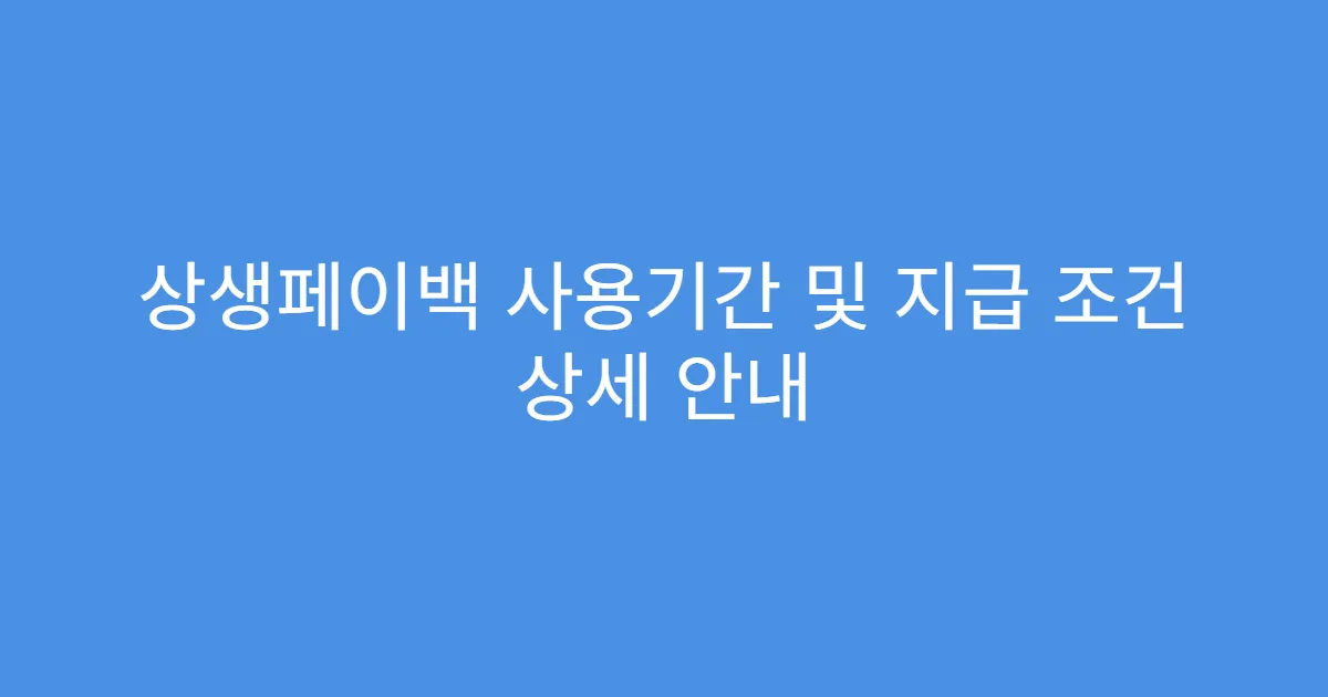 상생페이백 사용기간 및 지급 조건 상세 안내