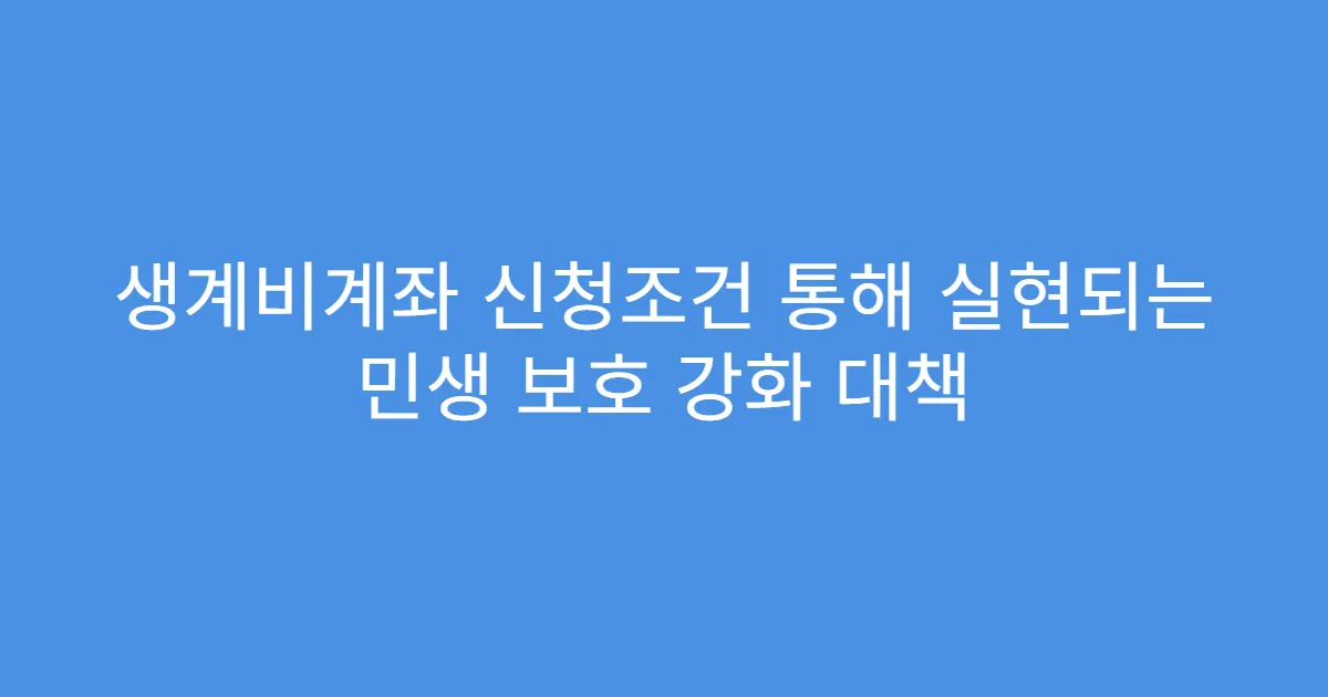 생계비계좌 신청조건 통해 실현되는 민생 보호 강화 대책