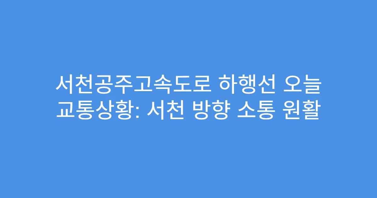 서천공주고속도로 하행선 오늘 교통상황: 서천 방향 소통 원활