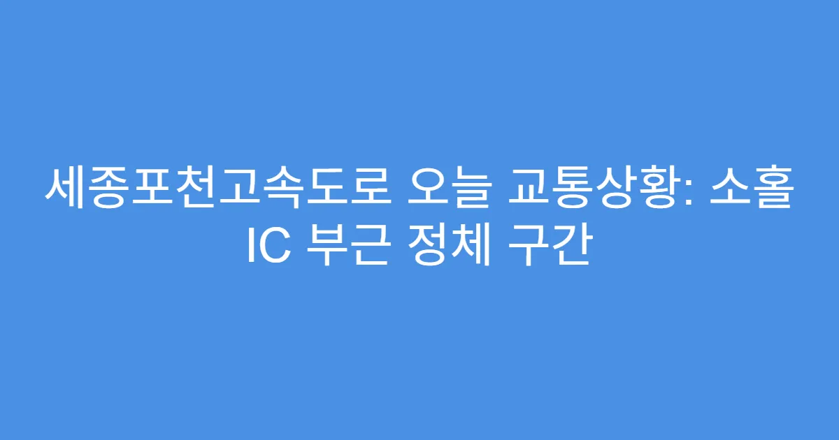 세종포천고속도로 오늘 교통상황: 소홀 IC 부근 정체 구간