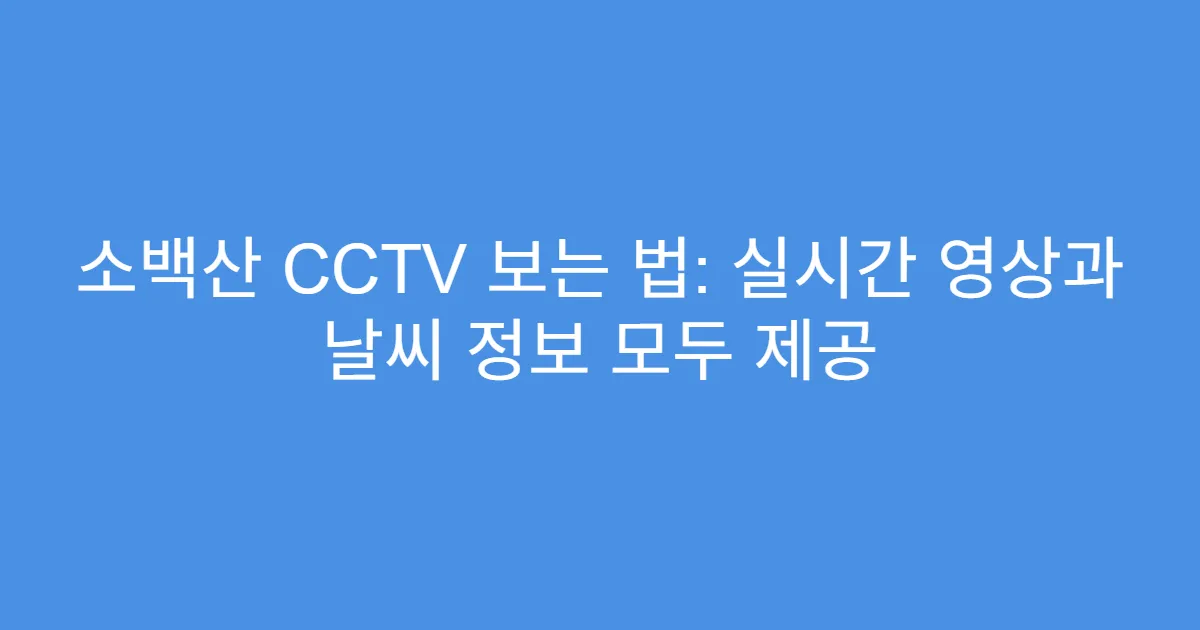 소백산 CCTV 보는 법: 실시간 영상과 날씨 정보 모두 제공