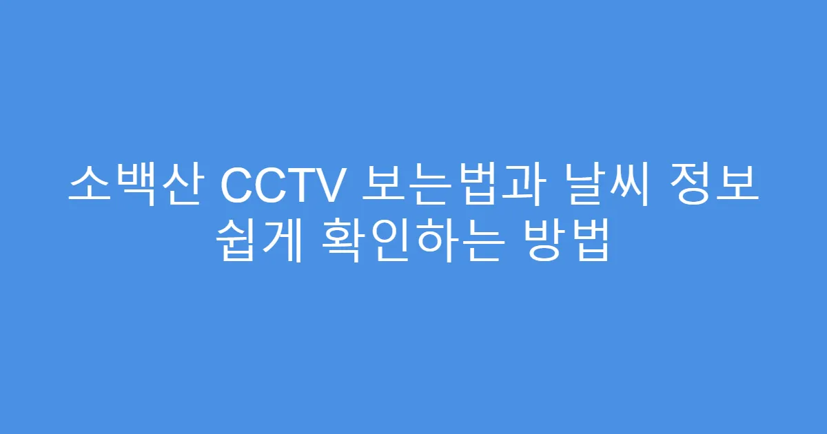 소백산 CCTV 보는법과 날씨 정보 쉽게 확인하는 방법