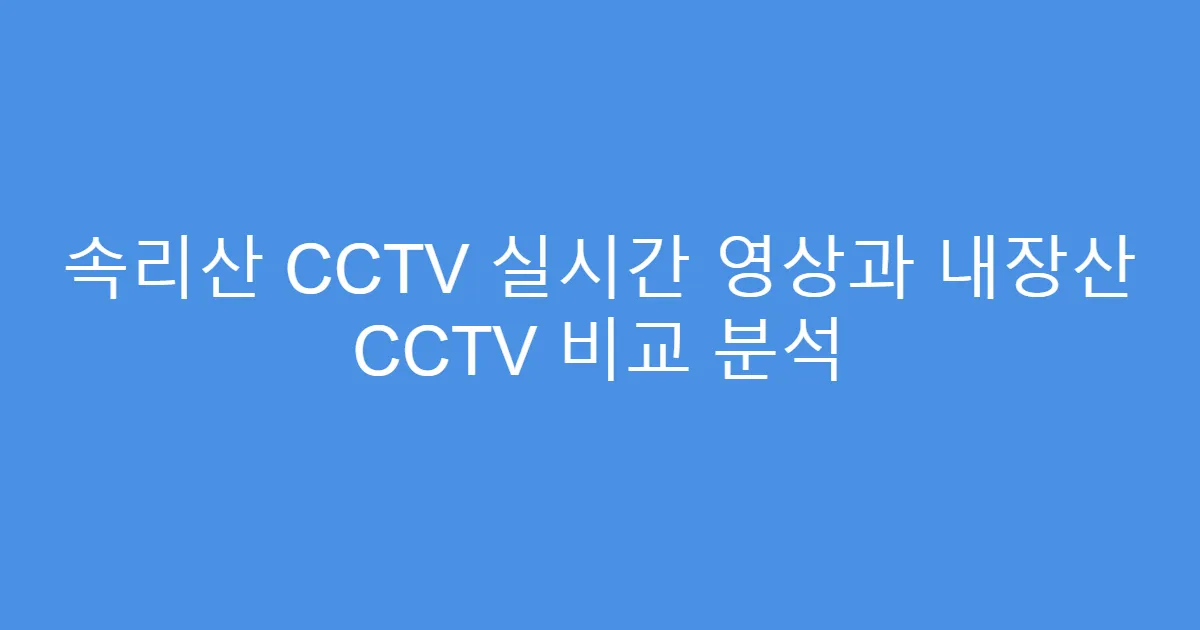 속리산 CCTV 실시간 영상과 내장산 CCTV 비교 분석